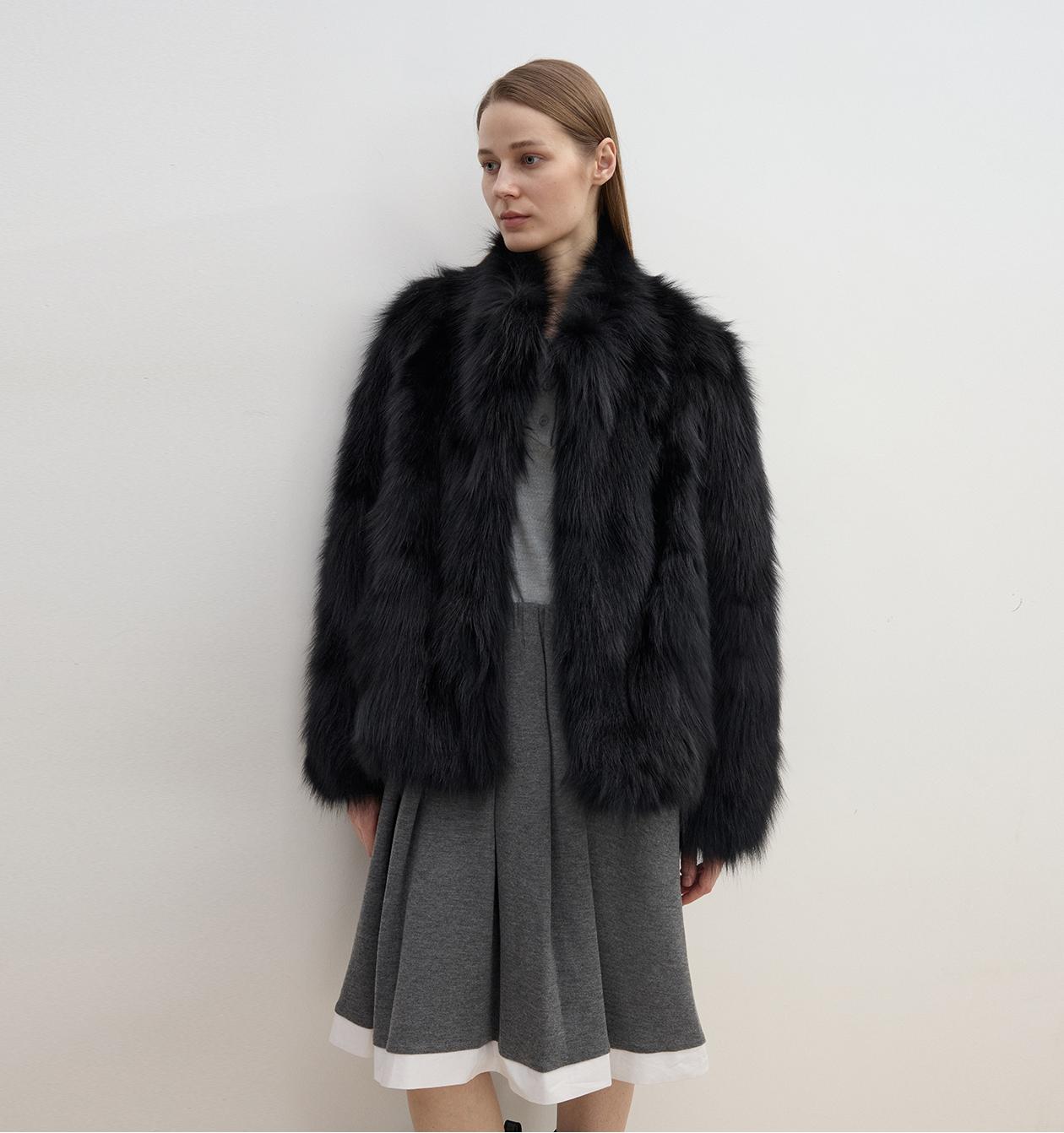 "Long Nocturne" imported fox fur retro short coat for women - variant_title