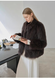 "Long Nocturne" imported fox fur retro short coat for women - variant_title