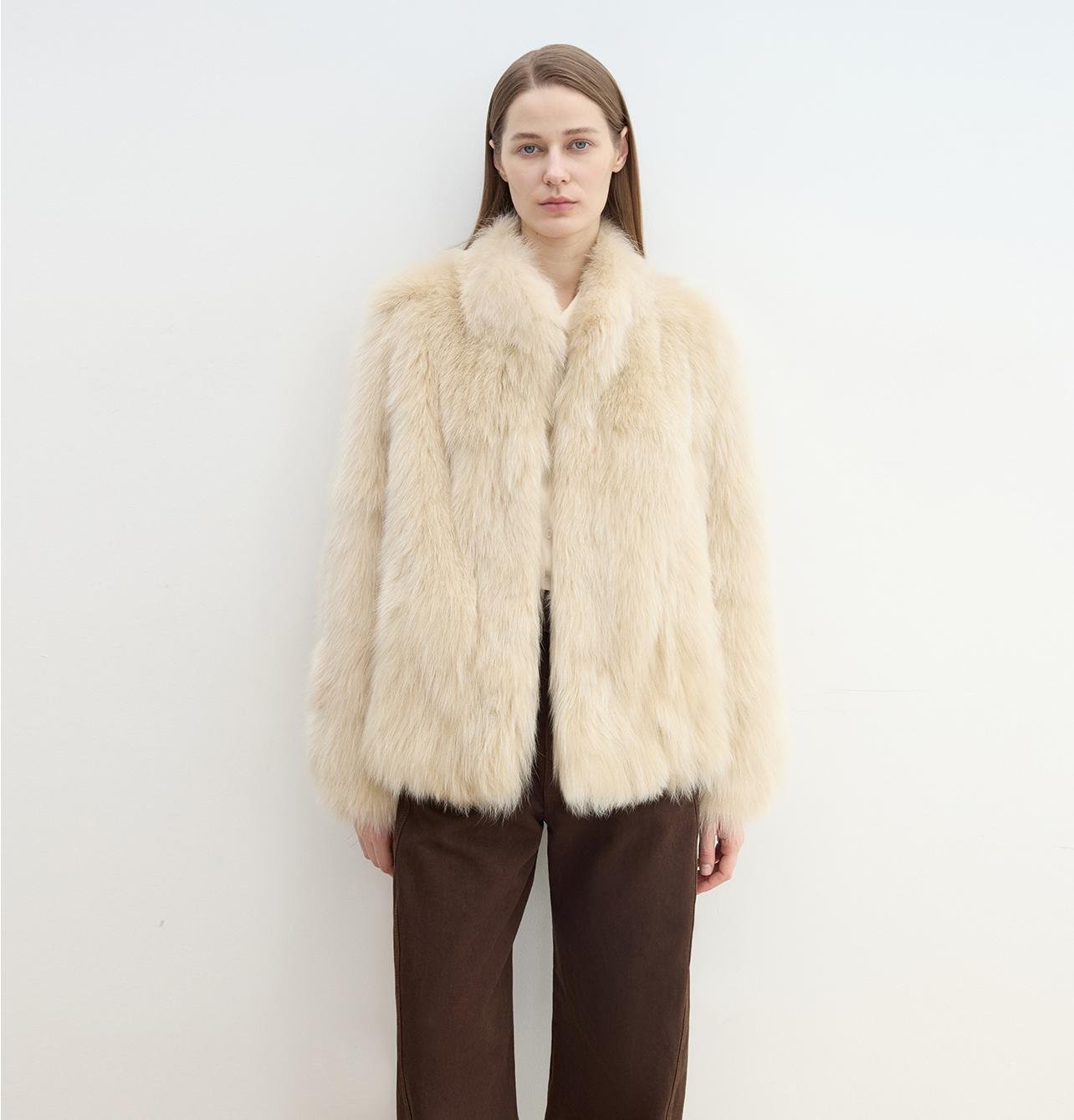 "Long Nocturne" imported fox fur retro short coat for women - variant_title