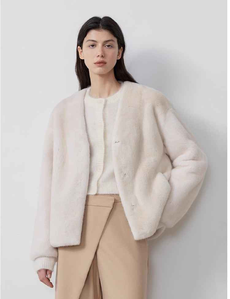 Louvre II Imported Simple Whole Mink Short Coat - variant_title