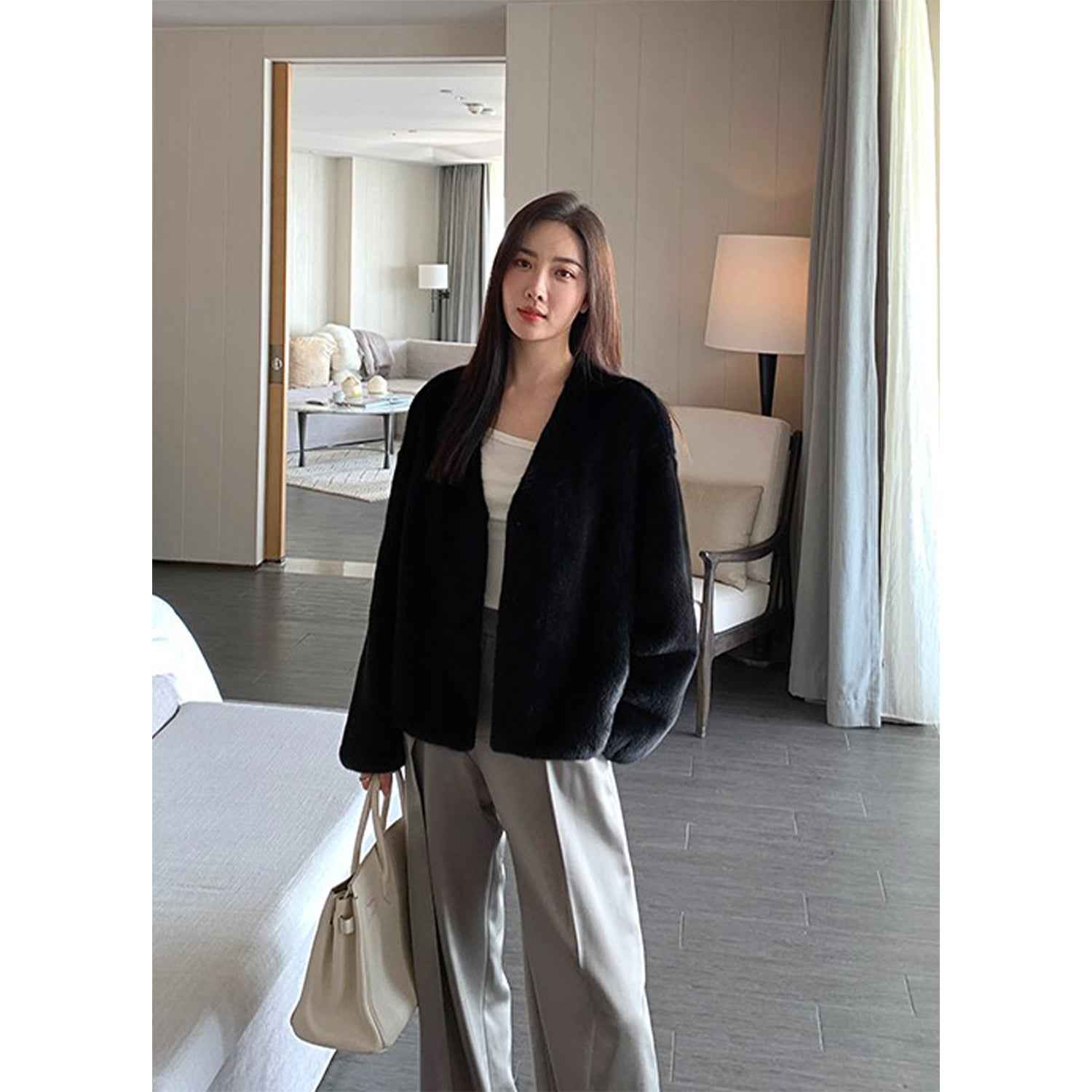 Louvre II Imported Simple Whole Mink Short Coat - variant_title