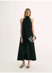 Luxury mulberry silk wrinkle - resistant small high collar A - line summer beach Dresses for women - variant_title