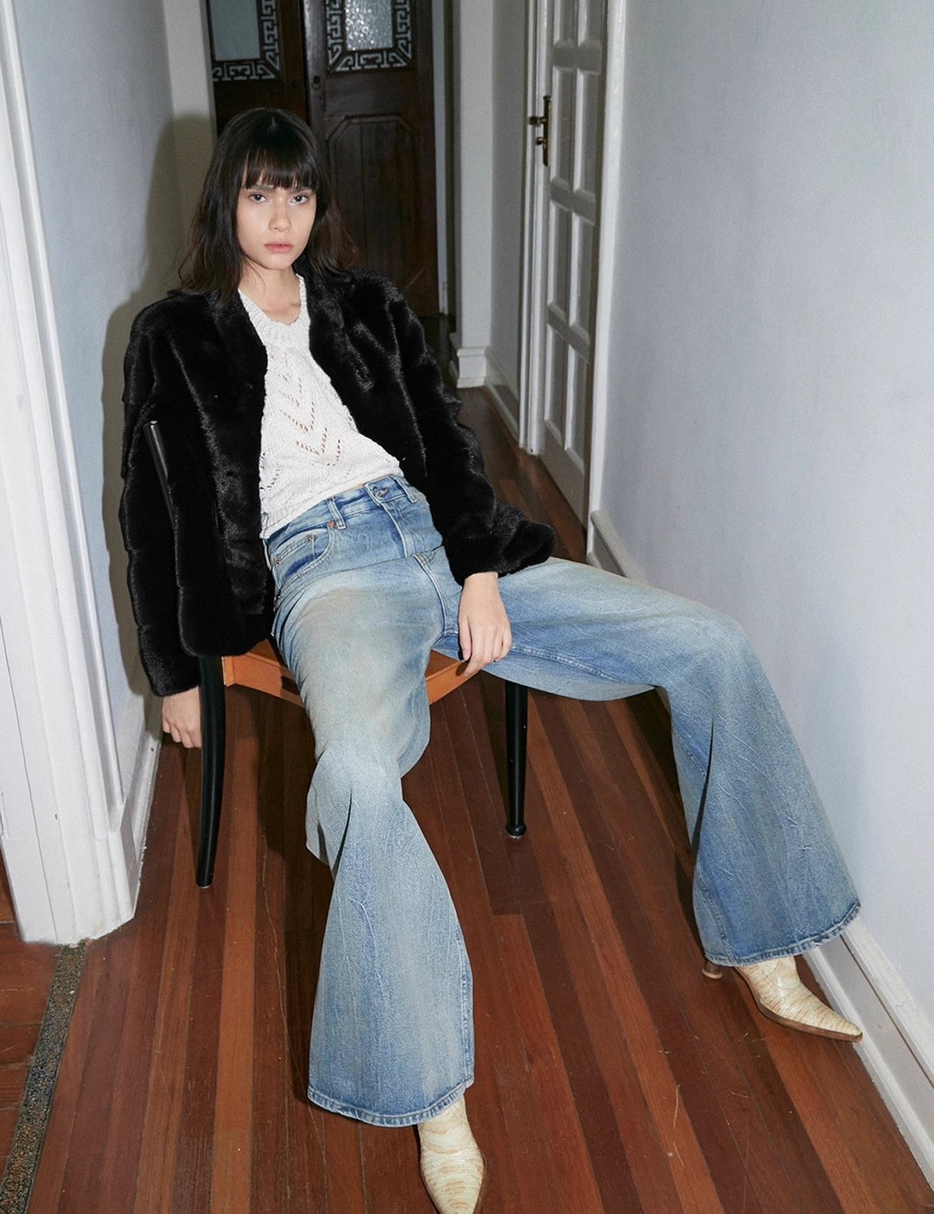 "Magic Dream" Retro Modern Washed Chicken Claw Wrinkled Jeans Women's Spacious Straight Wide Leg Pants - variant_title