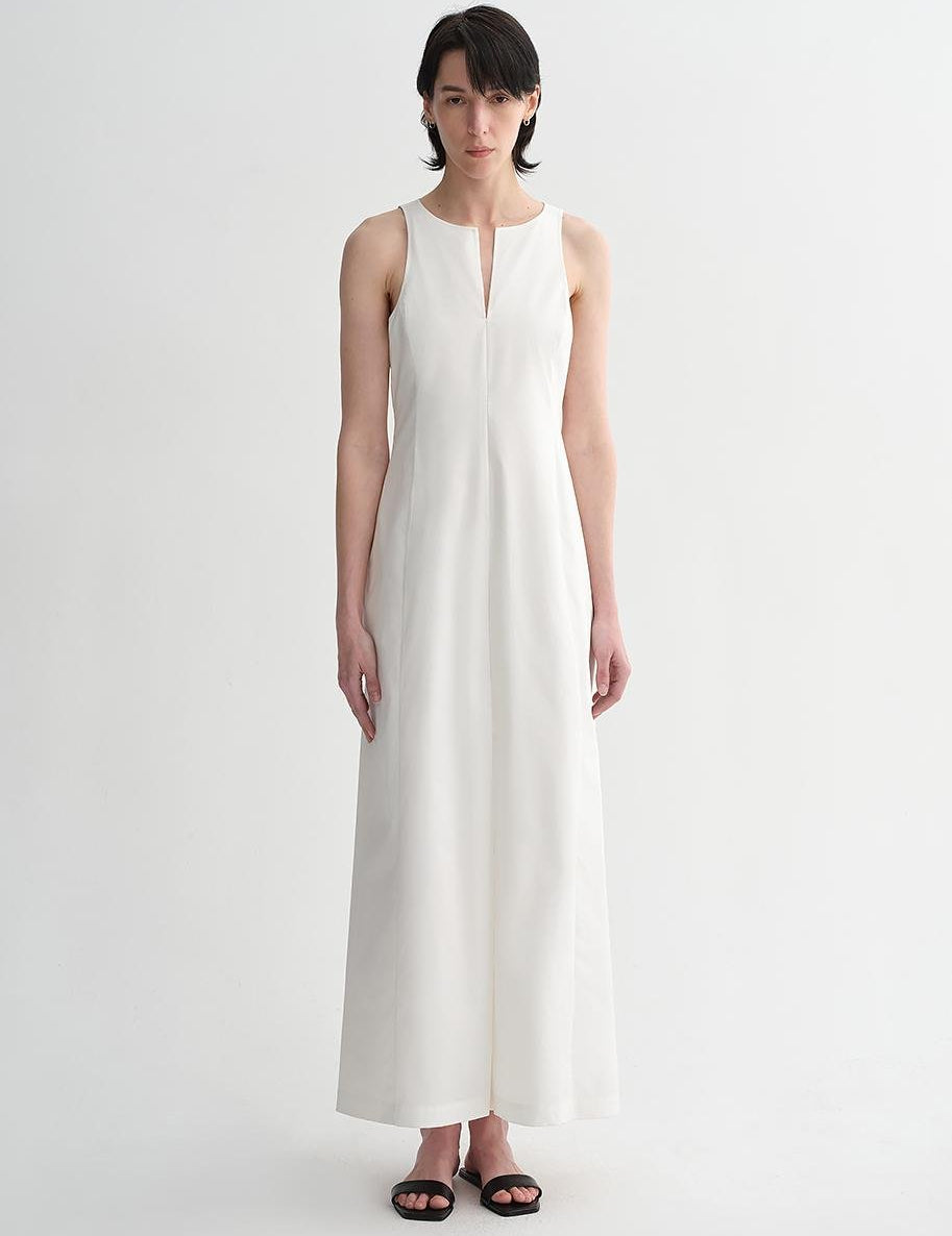 Micro - cocoon - shaped I - shaped pleated V - neck commuting slim - fitting split vest dress for women - variant_title