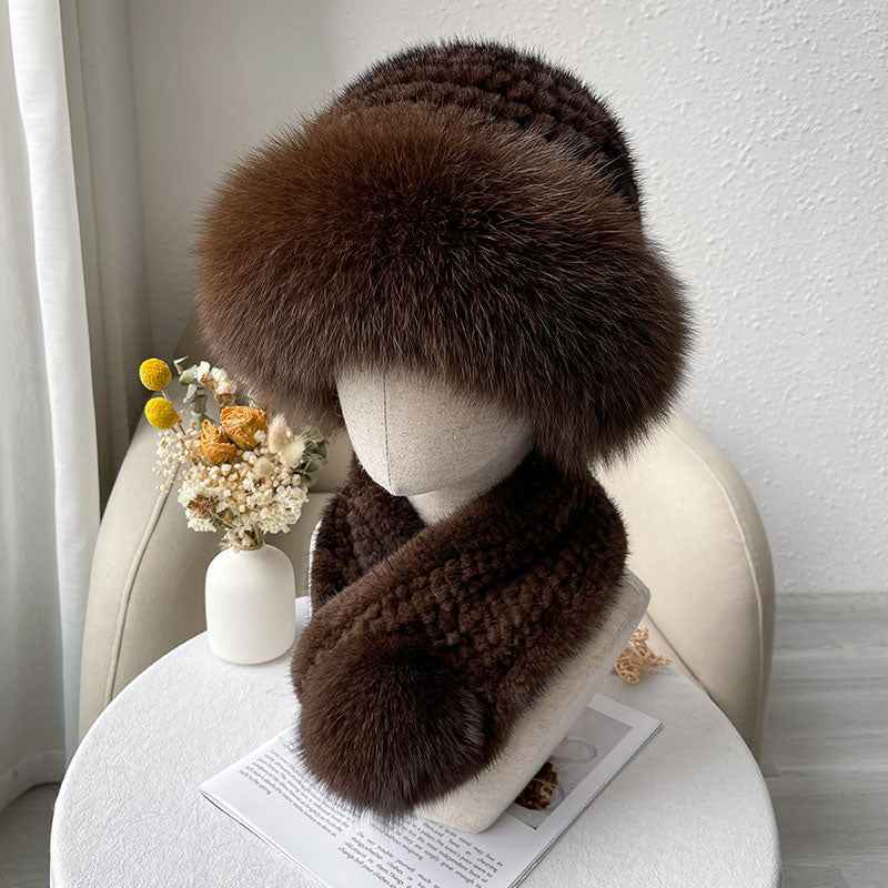 Mink fur scarf autumn and winter warm double - sided fox fur ball scarf - variant_title