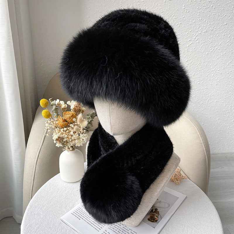 Mink fur scarf autumn and winter warm double - sided fox fur ball scarf - variant_title