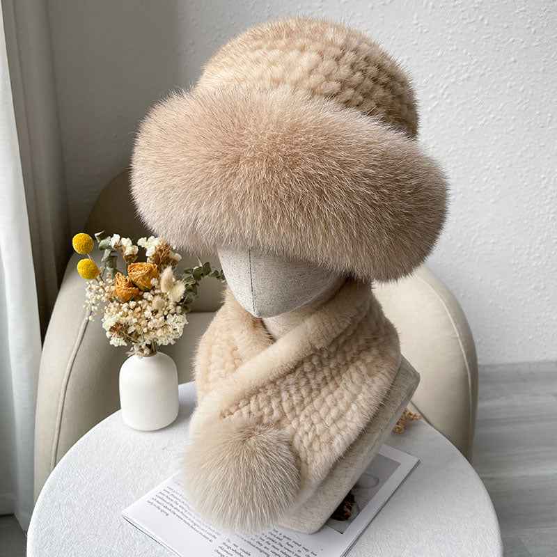 Mink fur scarf autumn and winter warm double - sided fox fur ball scarf - variant_title