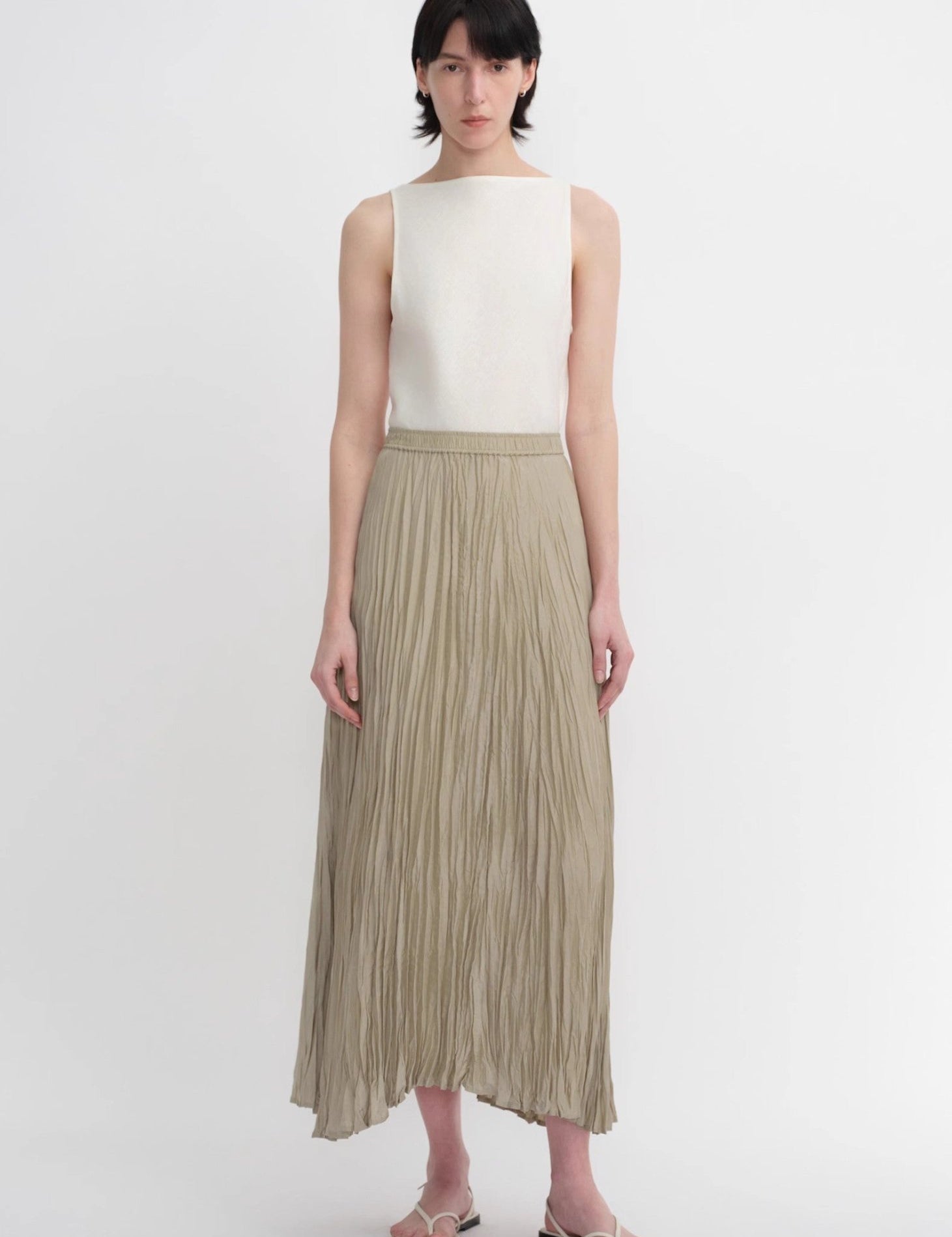 Mulberry silk custom pleated irregular hem skirt for women - variant_title