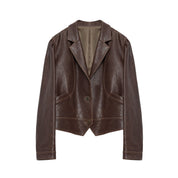 New Zealand imported waxed sheepskin distressed short leather jacket "Vintage Old Stories" - variant_title