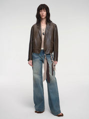 New Zealand imported waxed sheepskin distressed short leather jacket "Vintage Old Stories" - variant_title