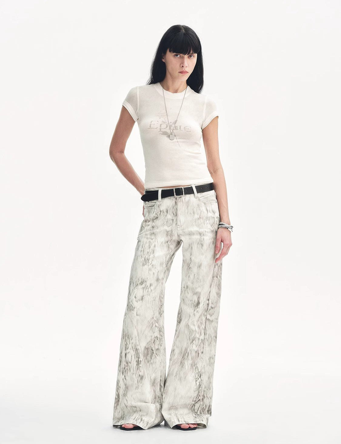 "Phantom" original snake print flared denim trousers - variant_title