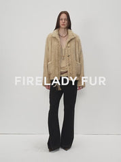 Imported velvet stand-up lapel hand-woven mink fur coat "Hokkaido Dreamweaver"