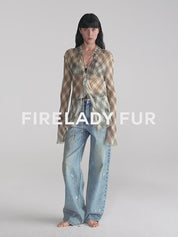 "Fashion Archive" Retro Plaid Light Gauze Cool Slim Shirt