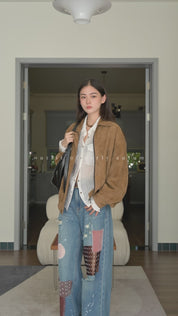 Fireladyfur Women's Suede Top-Grain Sheepskin Leather Jacket