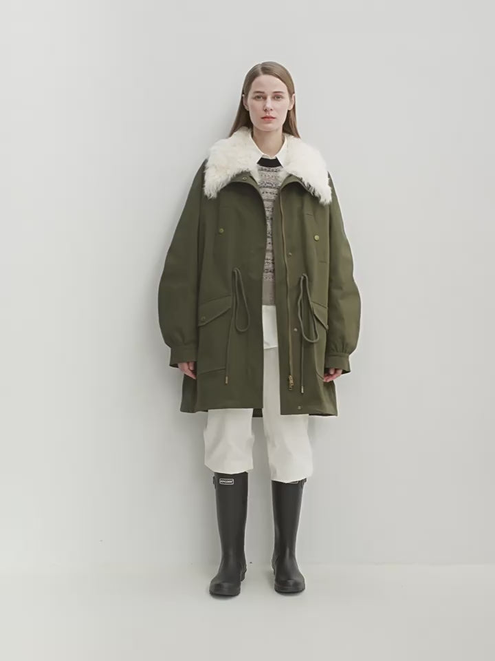 Letrans Women's Down Parka with Detachable Wool Collar & 90% Goose Down "Wilderness Poem"
