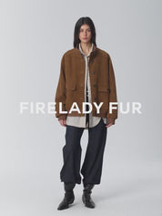 Vintage imported suede sheepskin leather ribbed patchwork jacket "Spring Whisper"