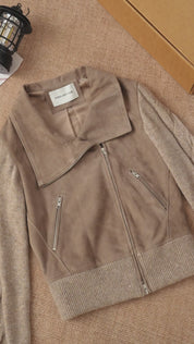 Firelady Fur Italian Sheepskin Leather Jacket Women - Merino Wool Knit Short Coat - Nishino Twilight