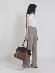 Knitted bootcut trousers, glutinous rice trousers, pit striped casual trousers