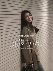 Firelady Fur Women's Belted Trench Coat - Drop Shoulder Short Jacket “Retro Traveler Style”