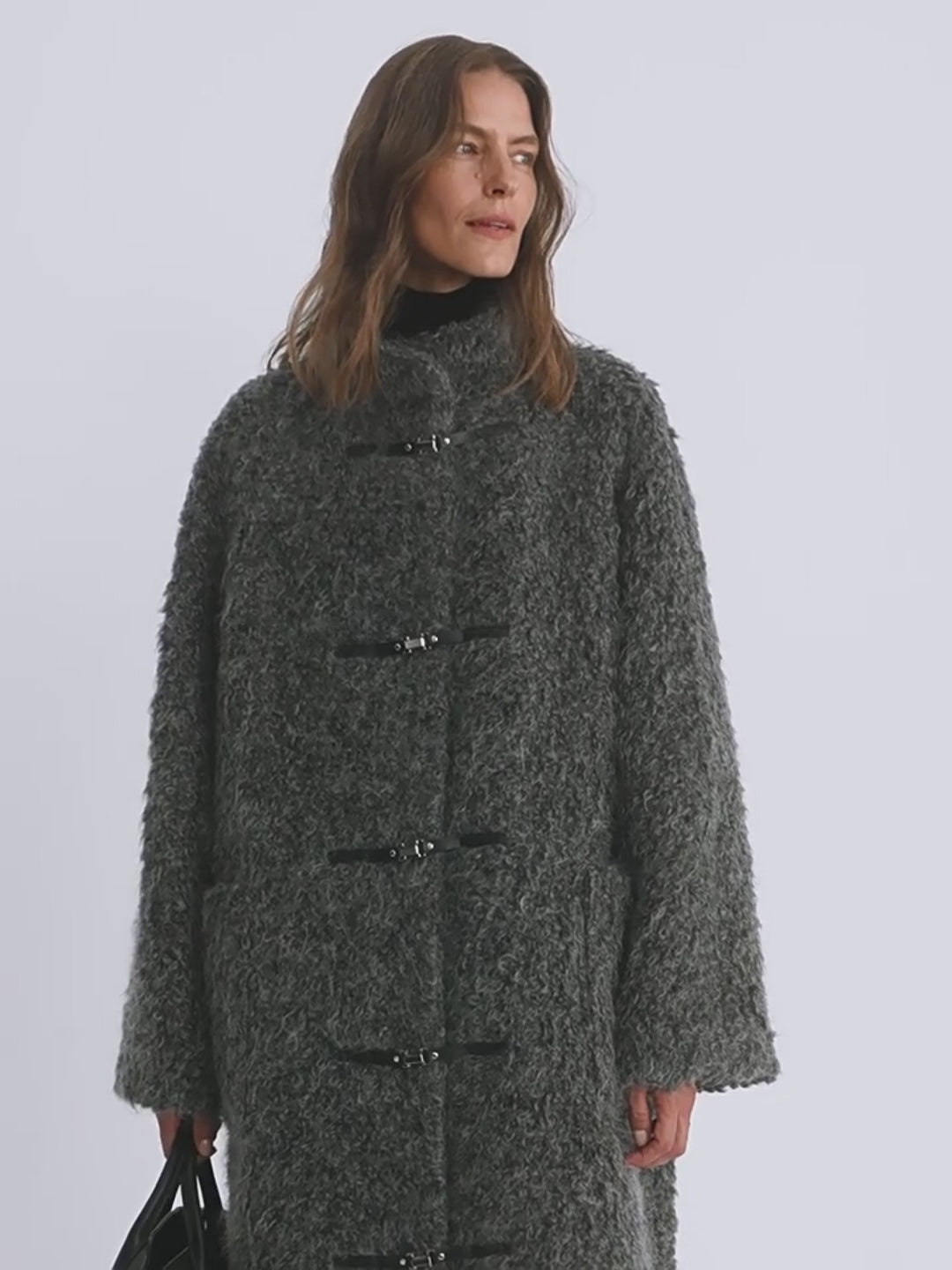 "Parisian Affair"Circle Long Fur Toggle Coat for Women