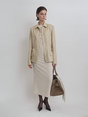 THE ARTM Women's Linen Blazer Jacket with Belt - Slim Fit Short Hunting Jacket for Spring