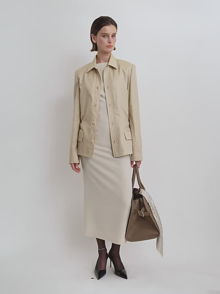 THE ARTM Women's Linen Blazer Jacket with Belt - Slim Fit Short Hunting Jacket for Spring