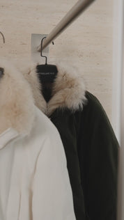 Fireladyfur Women's Mid-Length Two-Tone Fox Fur Down Jacket"Warm Dialogue"