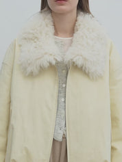 "Mariette" detachable Tuscan fur collar down jacket lining short parka