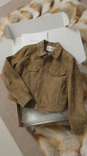 Women's imported first-layer suede sheepskin short autumn leather jacket