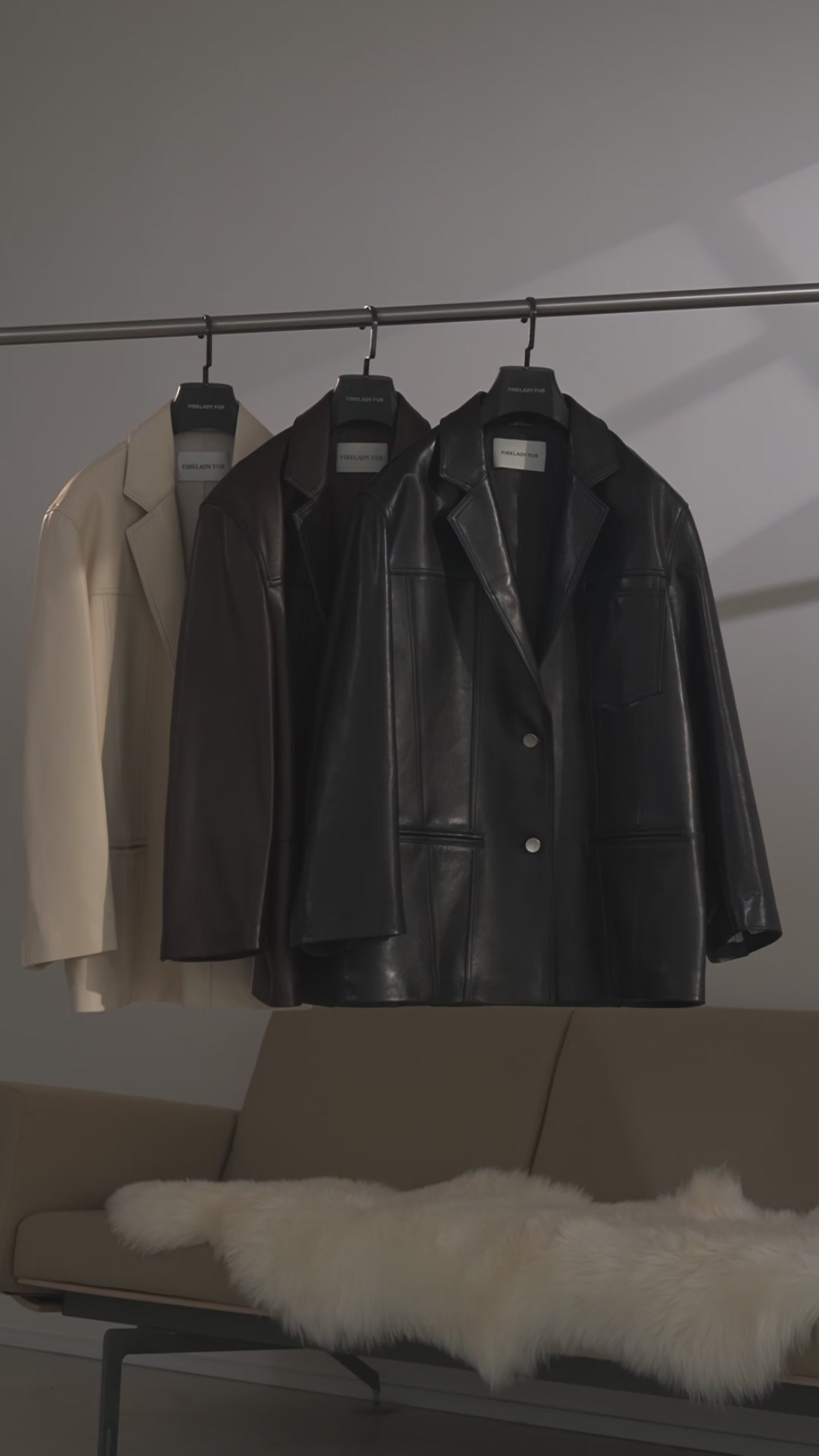 Firelady Fur Women‘s Genuine Lambskin Leather Jacket - Imported Vegetable-Tanned Suede, “Oversized Leather Blazer”