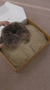 Firelady Fur Women's Goose Down Fur Parka with Detachable Raccoon Fur Hood“Hearthside Simmer”