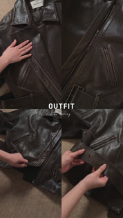 Firelady Fur Women's Sheepskin Motorcycle Jacket - Cinched Waist Biker Coat "Modern Times"