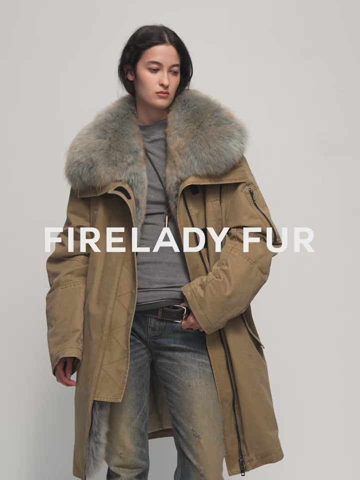 Firelady Fur Women's OVERSIZE Raccoon Fur Down Parka with Multi-Wear Design "Swan Feather Collection"