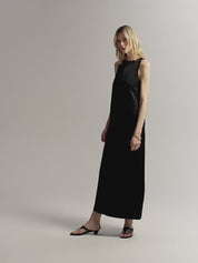 "Corridor Stride" skin-friendly and delicate imported acetate wool slimming hollow neckline A-line dress