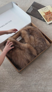 Firelady Fur Women‘s Fox Fur Coat with Hand-Sprayed Ombré Finish | Saga Furs, V-Neck Design"Gone with the Wind"