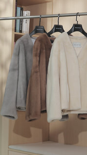 Louvre Mink V-Neck Jacket