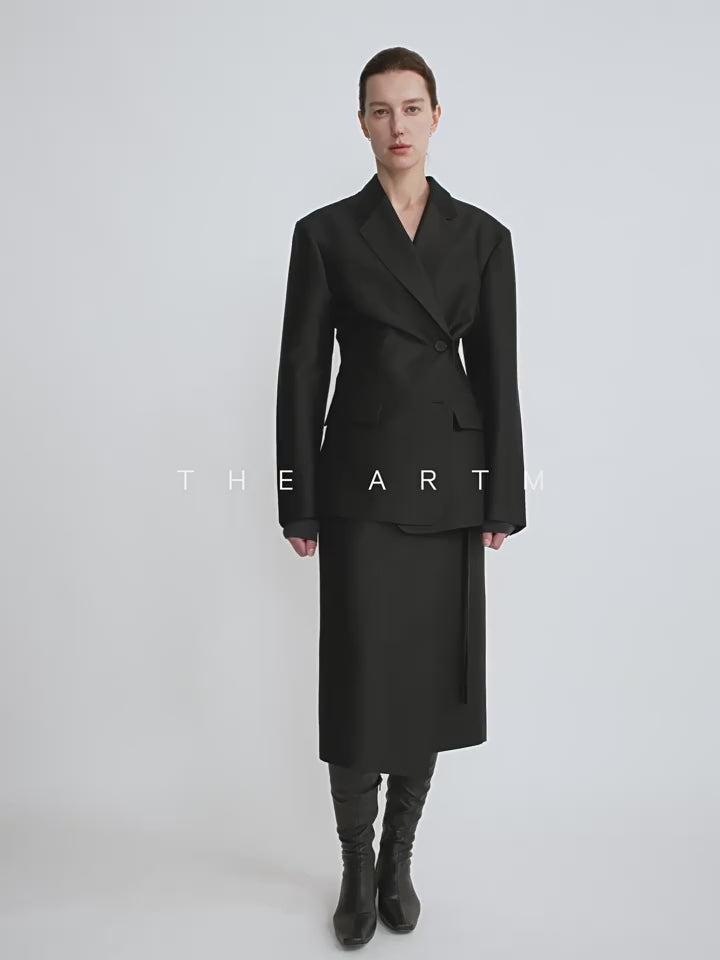THE ARTM Wool & Silk Blend Oversized Suit Set - Wrinkle-Resistant Blazer & Trousers