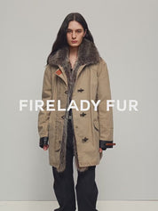 Firelady Women’s Parka with Real American Raccoon Fur Collar – Premium 90% White Goose Down Coat“Winter Street Lights”