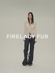 Retro-chic tri-color, low-rise, drapey, slim-fitting, bootcut straight-leg casual pants "Street Style"