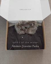 Firelady Fur Women's Goose Down Parka Coat with Detachable Toscana Shearling Fur Collar“Modern Traveler”