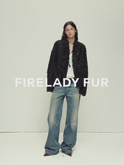 Firelady Fur Women‘s Shearling  Coat | Rippled Waterwave Pattern, Rare Lake Lamb“Mole Manor”