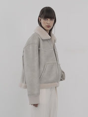 Makino's Fun Lapel Short Style Shearling Jacket