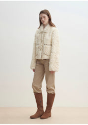 "Rachel" frost - smudged two - tone sheepskin lapel coat - variant_title