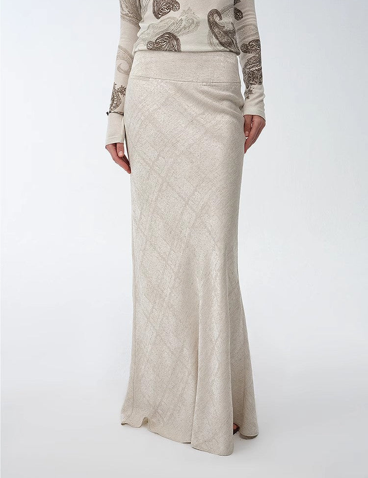 Retro bias - cut linen blended straight fishtail maxi skirt"Light and breezy" - variant_title