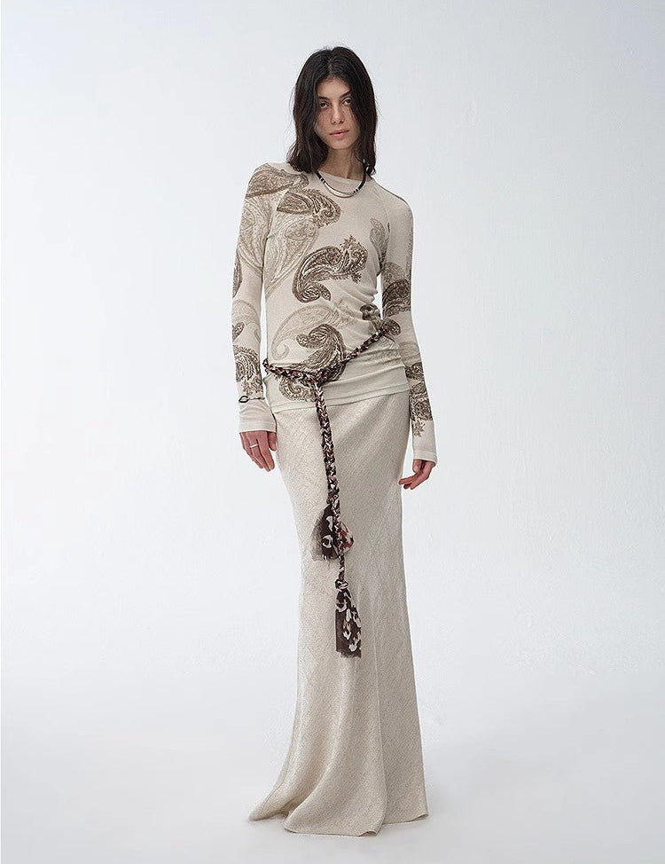 Retro bias - cut linen blended straight fishtail maxi skirt"Light and breezy" - variant_title