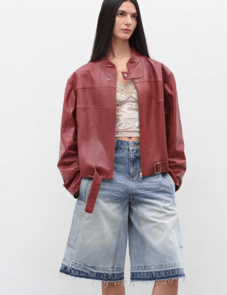 Retro Sheepskin Stand Collar Short Motorcycle Jacket “Caramel Mountain” - variant_title