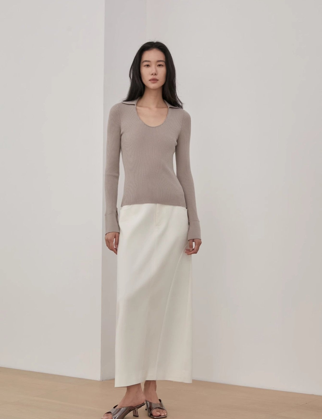 "Stobe" worsted low - waisted fashionable versatile suit retro neutral straight skirt - variant_title