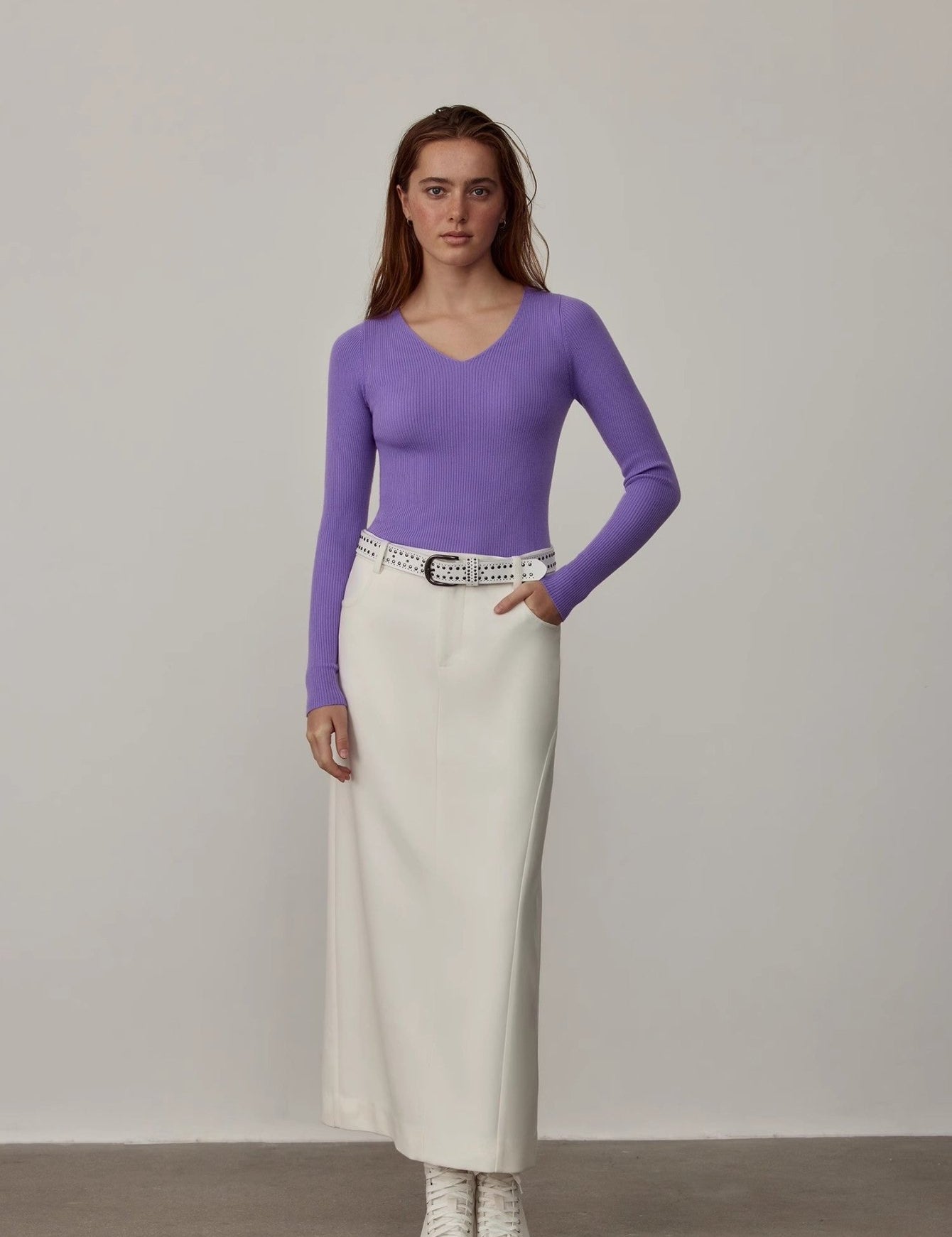 "Stobe" worsted low - waisted fashionable versatile suit retro neutral straight skirt - variant_title