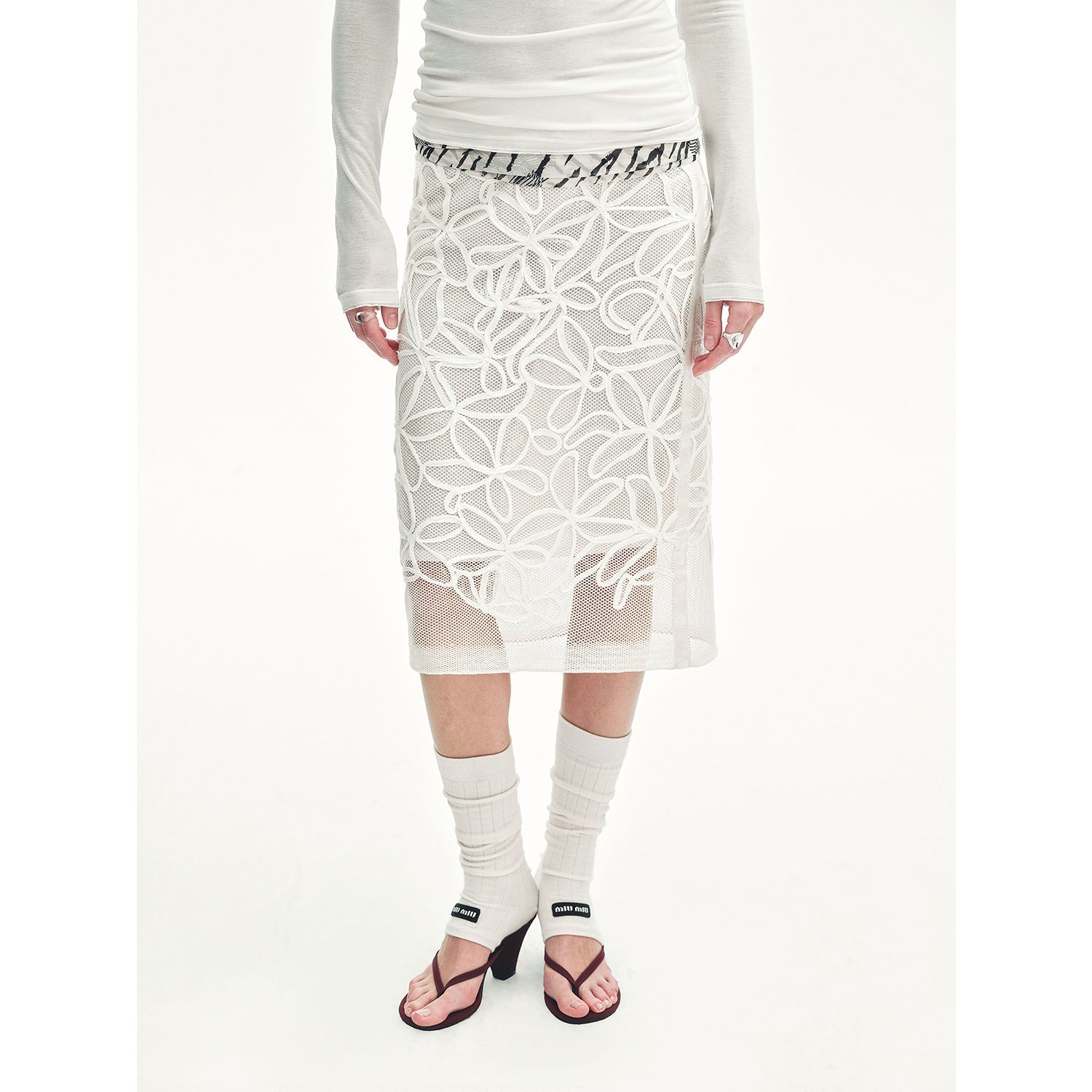 "Summer Dream" acetate sequin embroidered straight skirt - variant_title