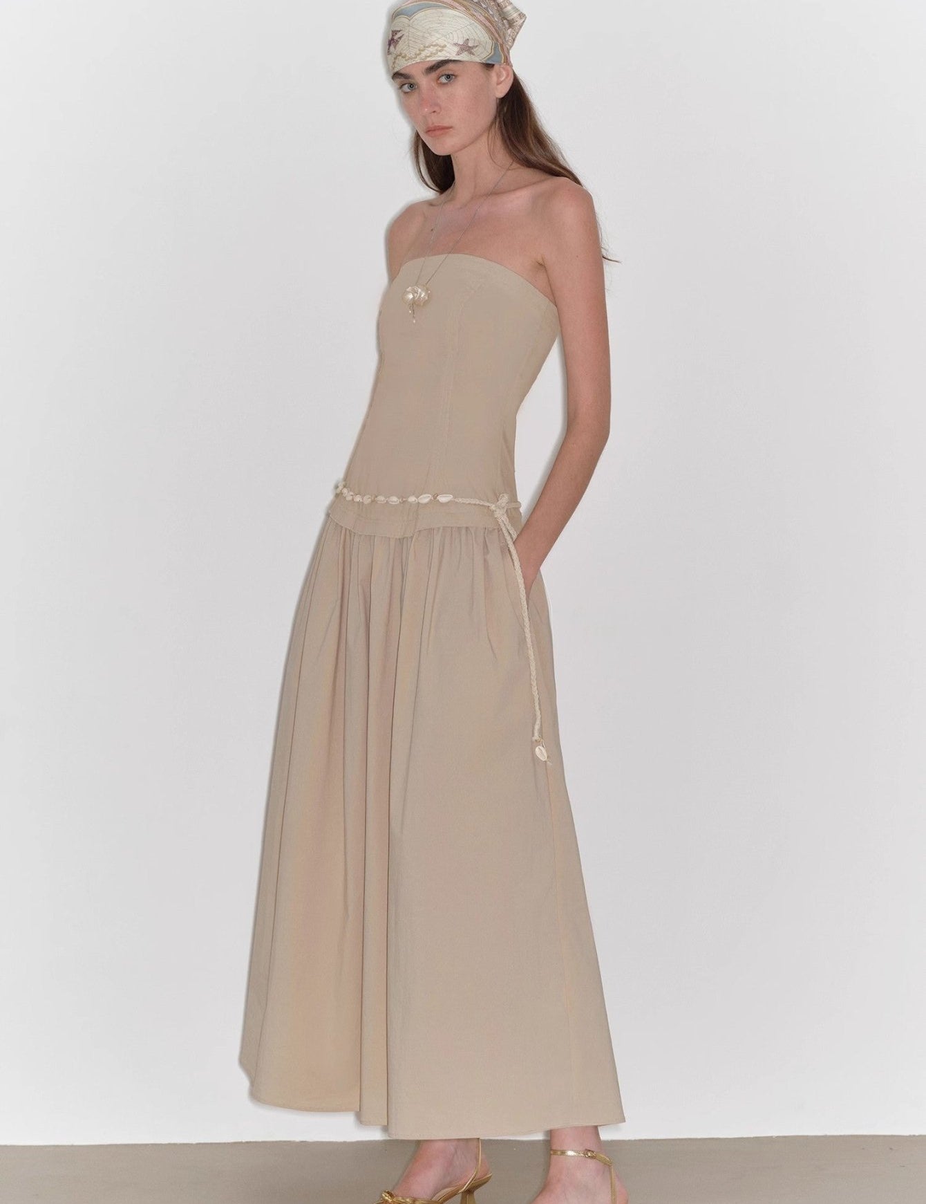 "Summer Formula" Retro and elegant bust - wrapped, long - waisted, slim - fitting, large A - hem mid - length dress - variant_title